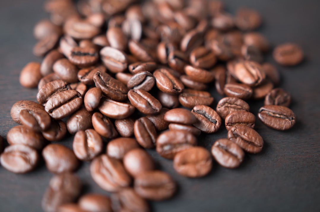 Fresh coffee beans ready for grinding